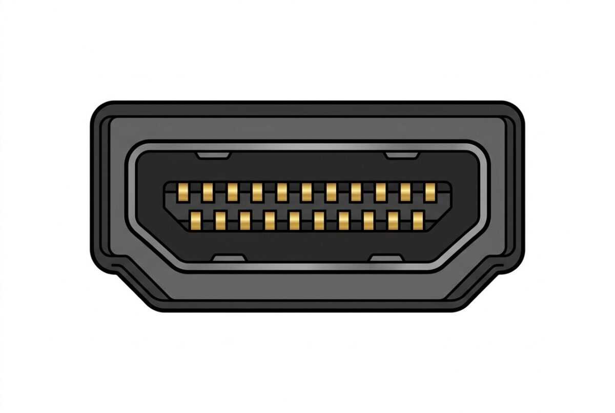 HDMI Type Aコネクタの断面図。台形に段差がある独特の形状が特徴